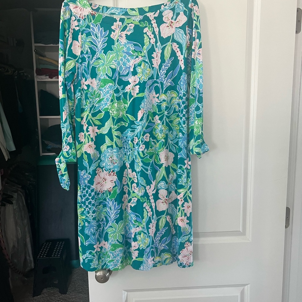 Lilly Pulitzer Floral Midi Dress - Green and Pink